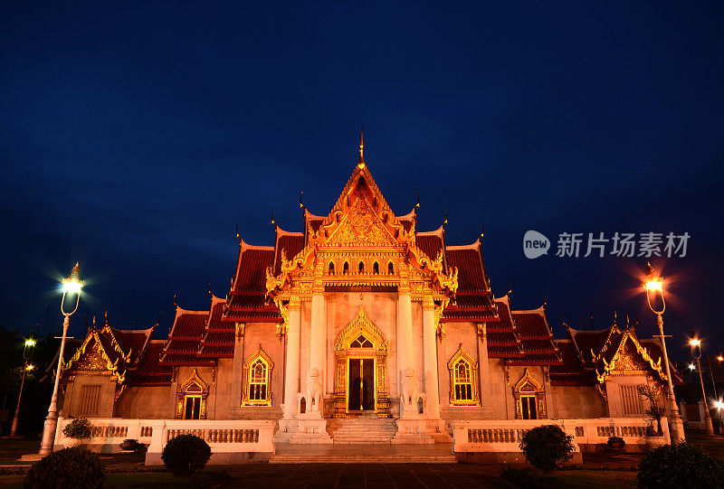 亚洲，大理石寺庙(Wat Benchamabophit)，曼谷，泰国。